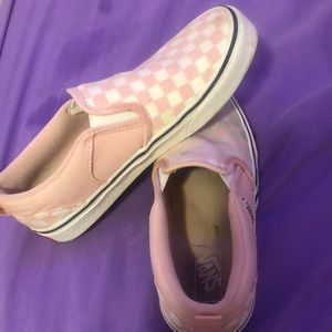 Pink and White Size 3 Checkered Vans